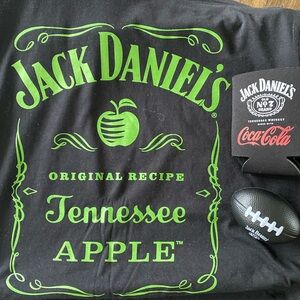 NEW Jack Daniel’s Whiskey Swag Lot - Tee Shirt Large - Koozie - Mini Football
